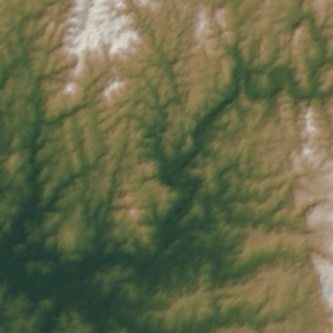 Shaded-relief view of the terrain around La Huerta, Región Costa Sur, Jalisco, the parcel boundary drawn in gold