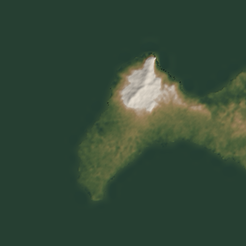 Shaded-relief view of the terrain around Bahía de Banderas, Nayarit, Mexico, the parcel boundary drawn in gold