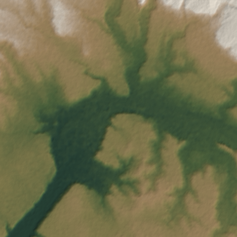 Shaded-relief view of the terrain around Municipio de Mulegé, Baja California Sur, Mexico, the parcel boundary drawn in gold