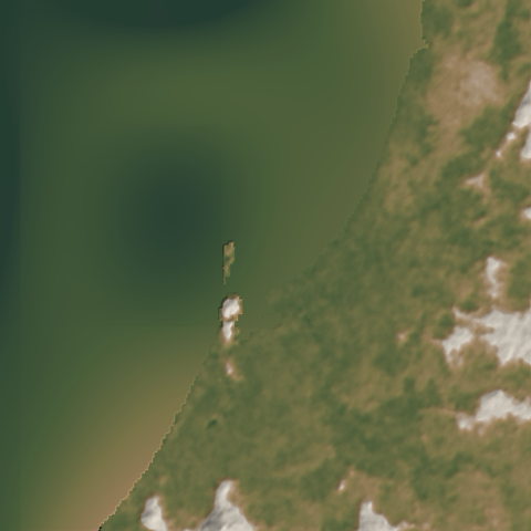 Shaded-relief view of the terrain around Nuquí, Pacífico Norte, Chocó, the parcel boundary drawn in gold