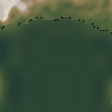 Shaded-relief view of the terrain around Los Santos, Panama, the parcel boundary drawn in gold