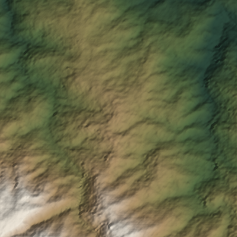 Shaded-relief view of the terrain around Chirripó, Turrialba, Cartago Province, the parcel boundary drawn in gold