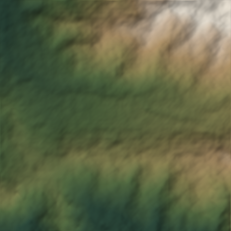 Shaded-relief view of the terrain around Palmichal, Acosta, San Jose Province, the parcel boundary drawn in gold