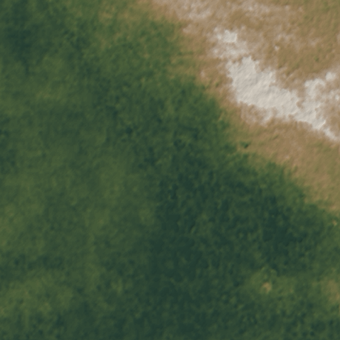 Shaded-relief view of the terrain around Ticul, Yucatán, Mexico, the parcel boundary drawn in gold